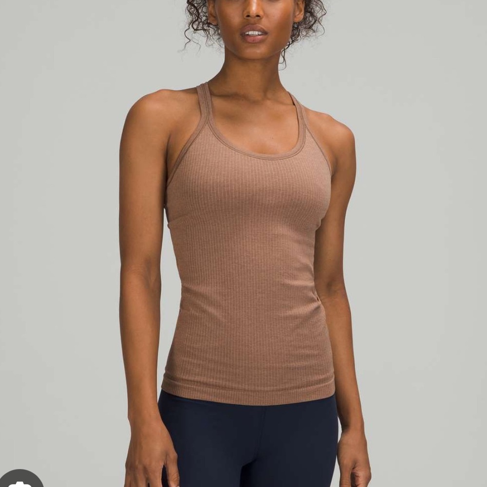 Lululemon Ebb to Street Shelf Bra Tank Top in Cacao